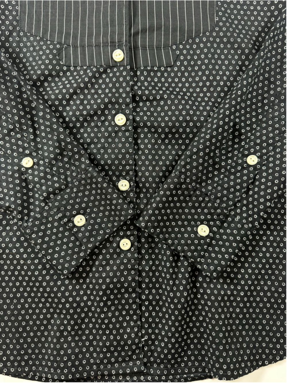 Lauren Jeans Co Ralph Lauren Women’s Small Black White Mixed Print Bib Blouse - Picture 13 of 13